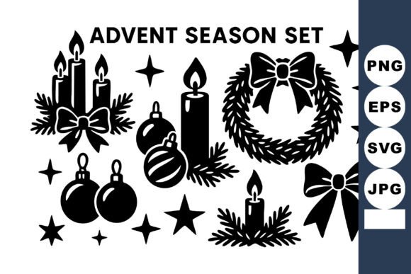 Advent Season Set Vector Design with Can: Graphics & Illustrations
