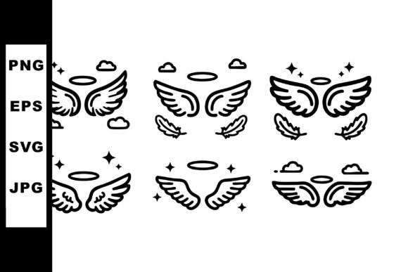 Angel Wings Vector Set: Halos, Feathers Graphics & Illustrations