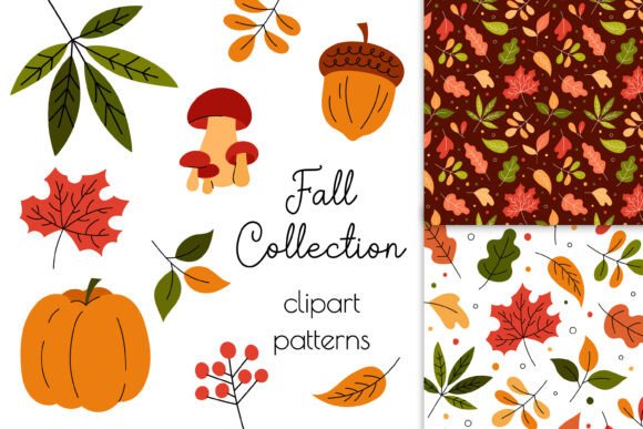 Autumn Leaves Clipart PNG SVG Fall Art Graphics & Illustrations
