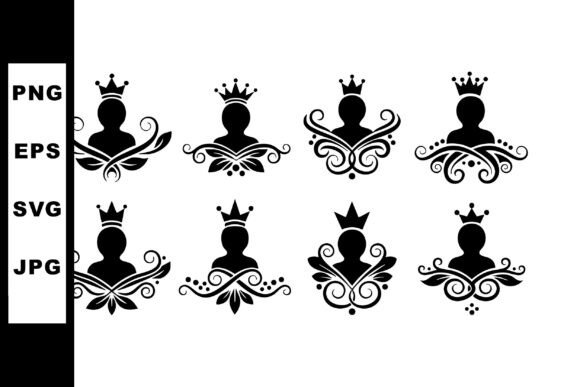 Black Ornamental Queen Chess Pieces: Graphic & Illustration