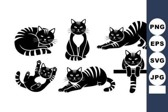 Black Silhouette Cats: Vector Illustrations & Graphics