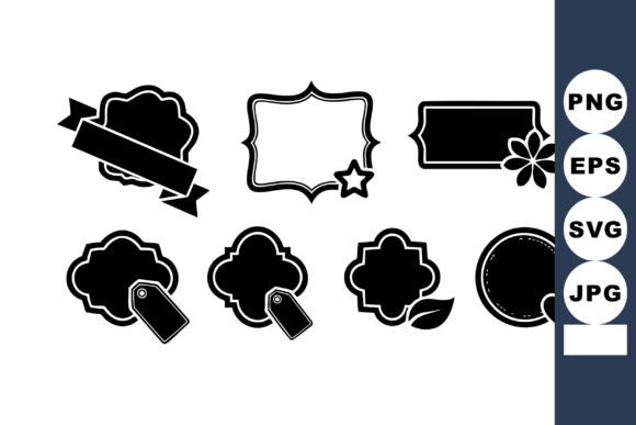 Black Vintage Label Badges with Deco: Graphics & Illustrations