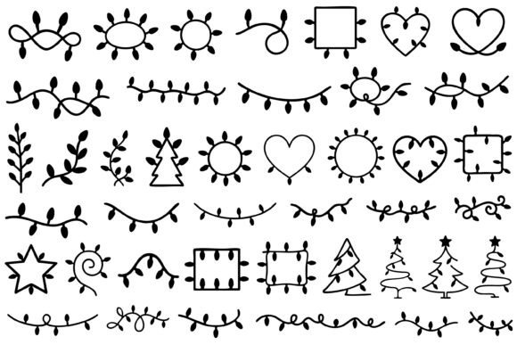 Christmas String Lights Silhouettes SVG Graphics & Illustrations