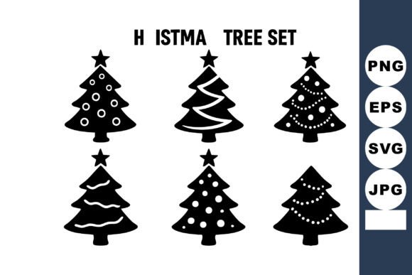 Christmas Tree Set: Six Decorated Pi Graphics
