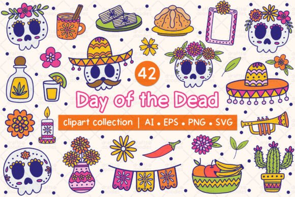 Day of the Dead Clipart Collection: Graphics & Illustrations