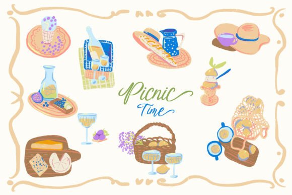 Delightful Summer Picnic Essentials Graphics & Illustrations