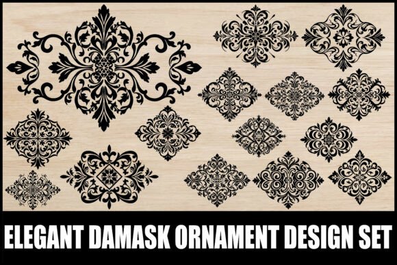Elegant Damask Ornament Design Set: Graphics & Illustrations for Local Branding
