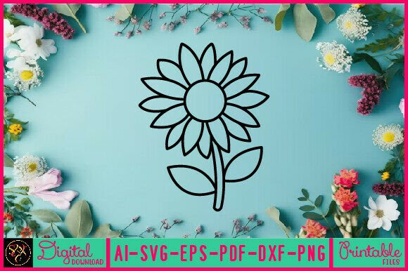 Flower Line Art Flower SVG Elements 18: Graphics & Illustrations for Handmade Makers