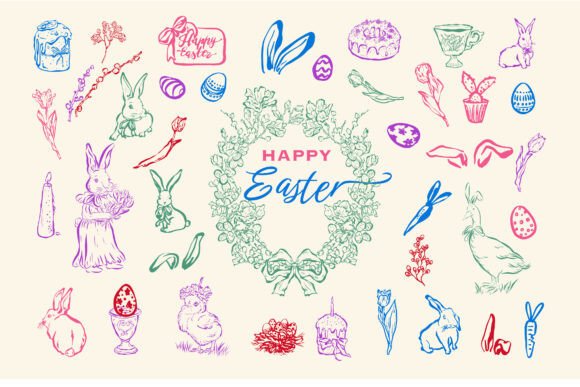 Hand-Drawn Easter Holiday Collection: Graphics & Illustrations