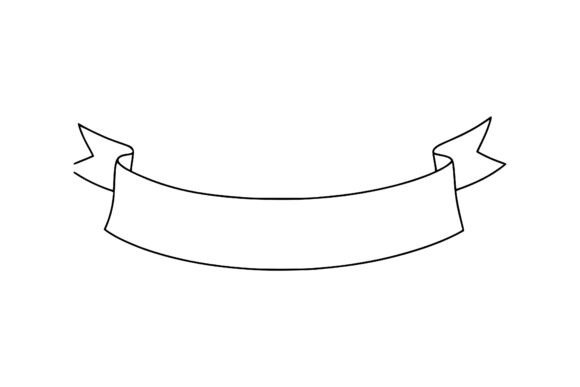 Hand-Drawn Line Art Ribbon Banner: Graphics & Illustrations for Real Crafting