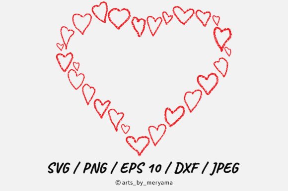 HandDrawn Crayon Heart Outline Frame SVG: Graphics & Illustrations