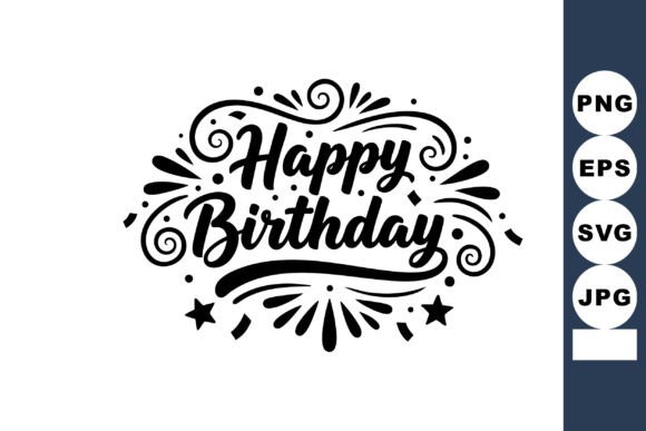 Happy Birthday Calligraphy Design with D in Graphics & Illustrations