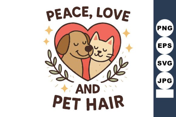 Peace Love and Pet Hair Graphics: Cute Dog and Cat Illustrations