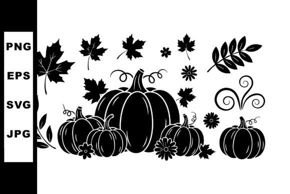 Pumpkin Autumn Leaves Silhouette: Graphics & Illustrations Review