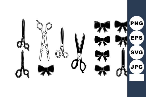 Scissors and Bow Vector Collection with Graphics & Illustrations