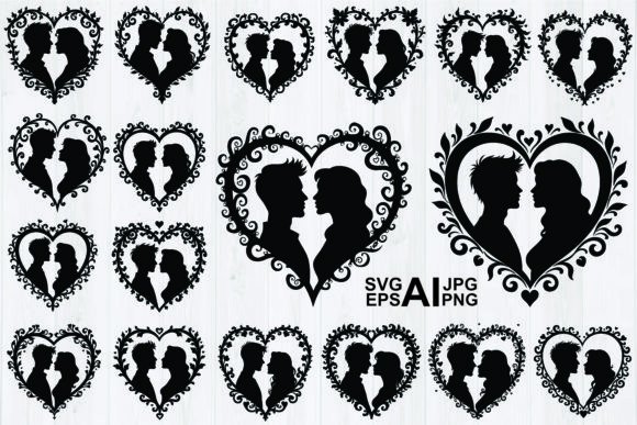 Silhouette Couple Valentine’s Day Graphics & Illustrations