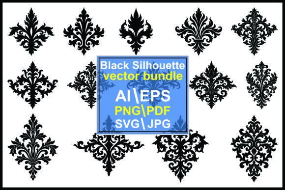 Silhouette Damask Elements Bundle: Graphics & Illustrations