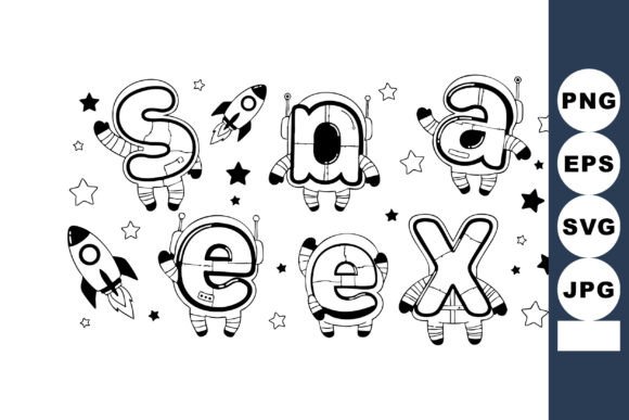 Space Themed Alphabet Letters with Rocke: Graphics & Illustrations