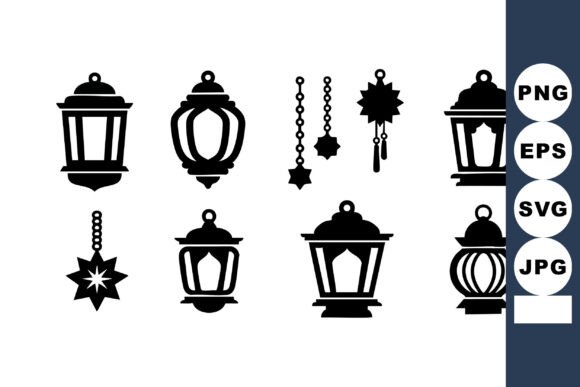 Vintage Lantern & Star Pendant Silhouettes: Graphics & Illustrations