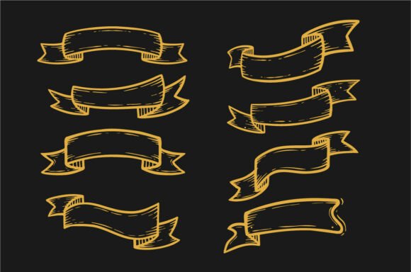Vintage Ribbon Banner Set Illustration